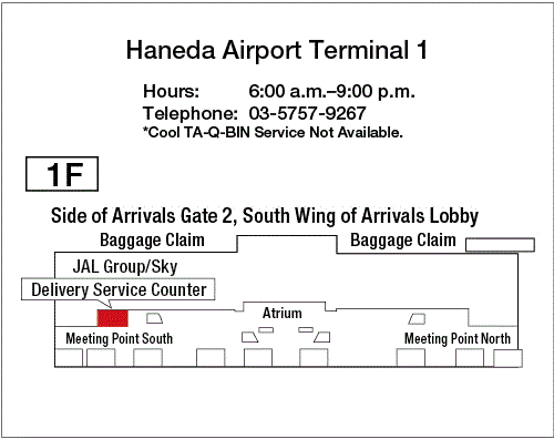 Map: Haneda Airport Terminal 1 Domestic Flights Yamato Transport Baggage Baggage Delivery Service Counter