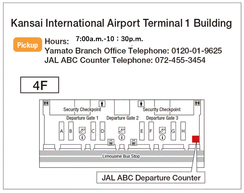 Map: Kansai International Airport Terminal 1 Pickup ABC Delivery Counter