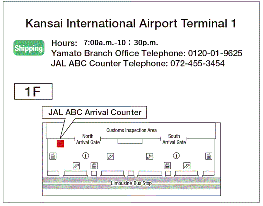 Map: Kansai International Airport Terminal 1 Sending ABC Delivery Counter