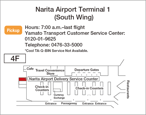 Map: Narita Airport Terminal 1 (South Wing) Pickup Narita Baggage Delivery Service Counter