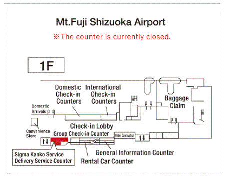 Map: Mt.Fuji Shizuoka Airport Group Counter Delivery Service Desk