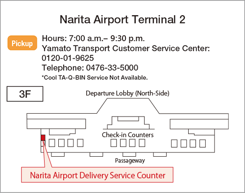 Map: Narita Airport Terminal 2 Pickup Narita Baggage Delivery Service Counter