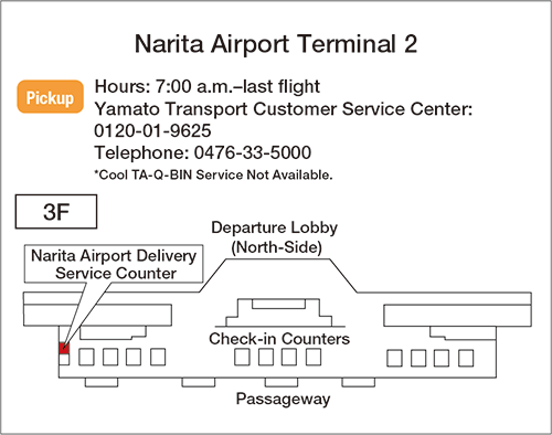 Map: Narita Airport Terminal 2 Pickup Narita Baggage Delivery Service Counter