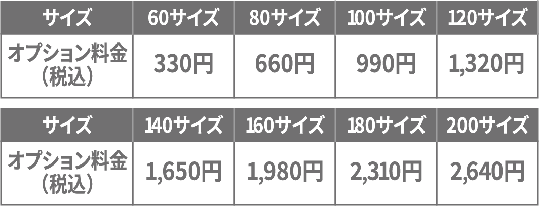 オプション料金表