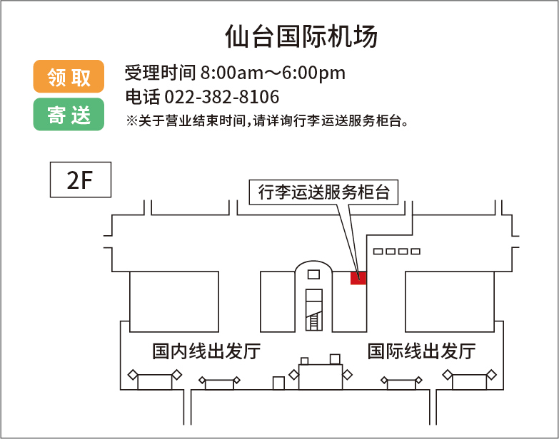 地图：仙台国际机场 宅急便服务柜台